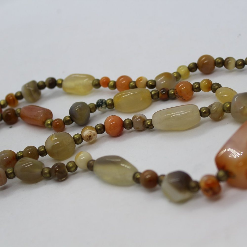 Long Natural Stone beaded necklace
